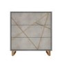 GRADE A1 - Anastasia 3 Drawer Chest of Drawers in Taupe with Brass Painted Wooden Trim