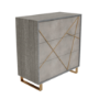 GRADE A1 - Anastasia 3 Drawer Chest of Drawers in Taupe with Brass Painted Wooden Trim