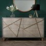 Anastasia 6 Drawer Chest of Drawers in Taupe with Gold Painted Wooden Trim