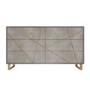 Anastasia 6 Drawer Chest of Drawers in Taupe with Gold Painted Wooden Trim