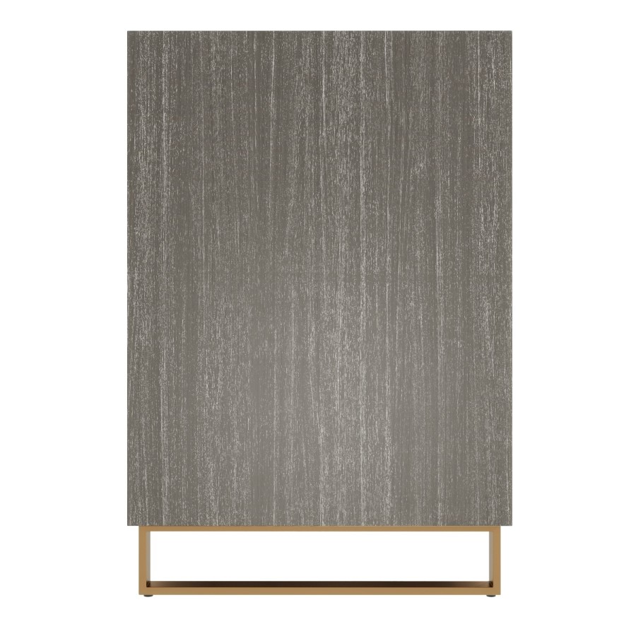 Anastasia 6 Drawer Chest of Drawers in Taupe with Gold Painted Wooden Trim