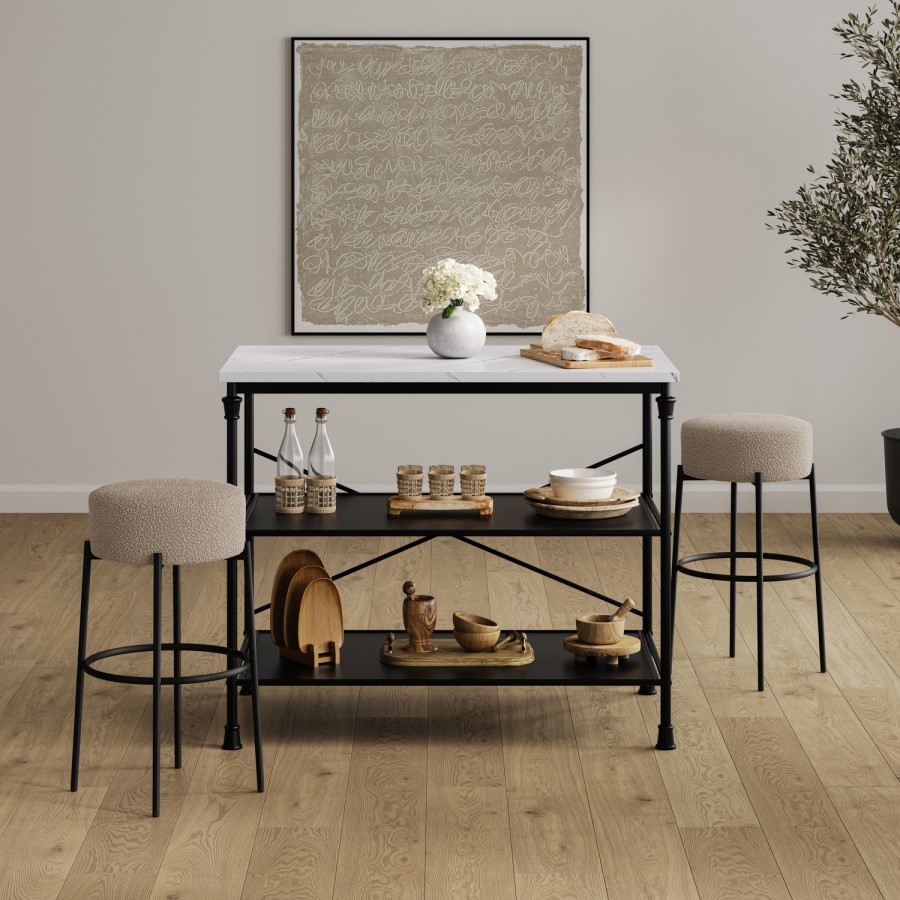 Beige Boucle Kitchen Counter Stool - Anais
