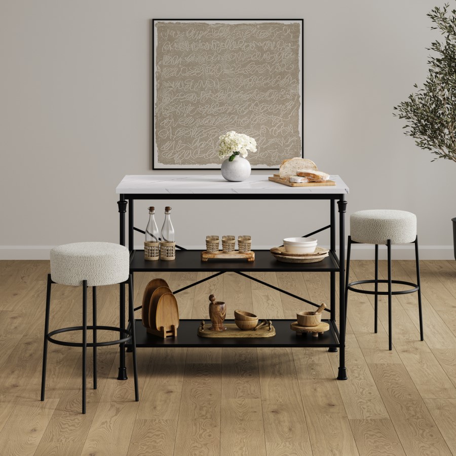 Cream Boucle Kitchen Counter Stool - Anais