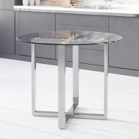Small Round Glass Dining Table with Chrome Legs - Seats 4 - Alana Boutique Small Round Glass Dining Table with Chrome Legs - Seats 4 - Alana Boutique