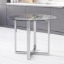 Small Round Glass Dining Table with Chrome Legs - Seats 4 - Alana Boutique