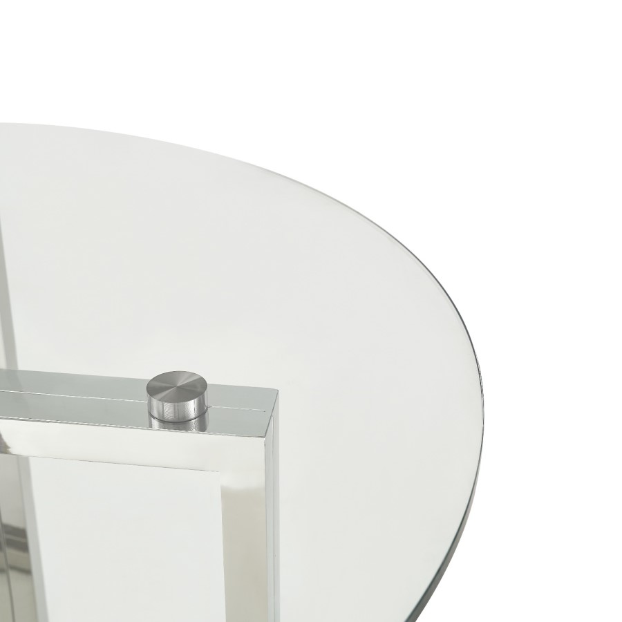 Small Round Glass Dining Table with Chrome Legs - Seats 4 - Alana Boutique