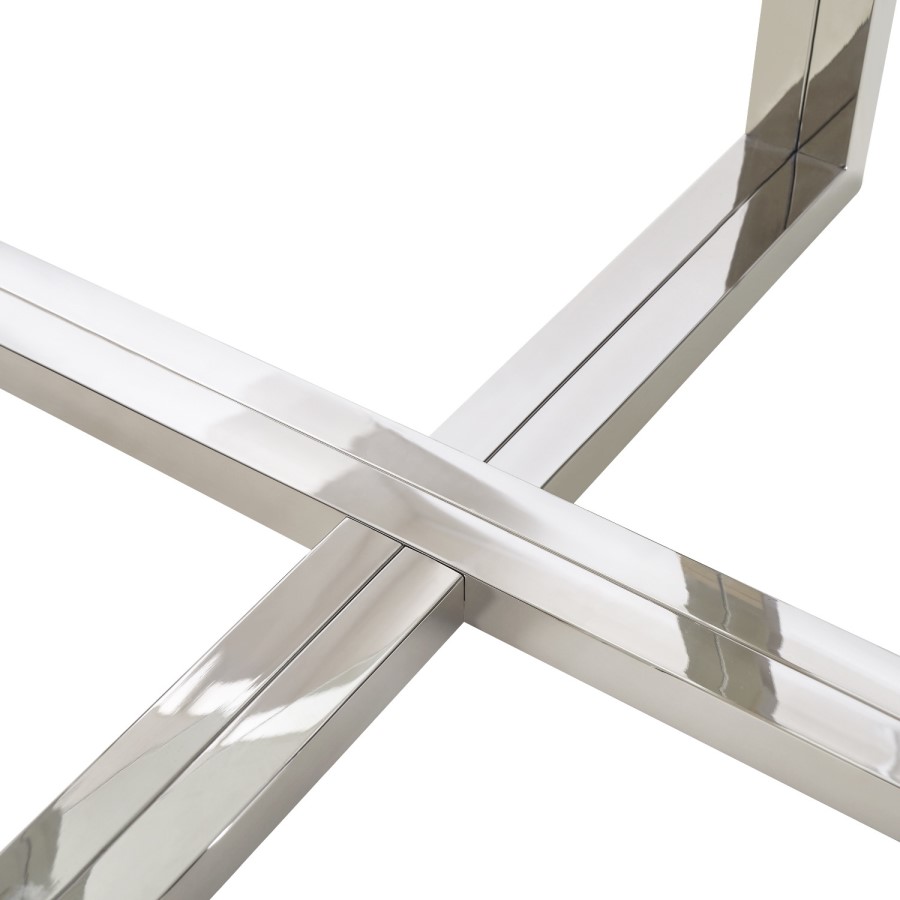 Small Round Glass Dining Table with Chrome Legs - Seats 4 - Alana Boutique