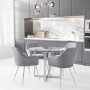 Small Round Glass Dining Table with Chrome Legs - Seats 4 - Alana Boutique