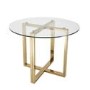 GRADE A1 - Round Glass Dining Table with Gold Legs - Seats 4 - Alana Boutique