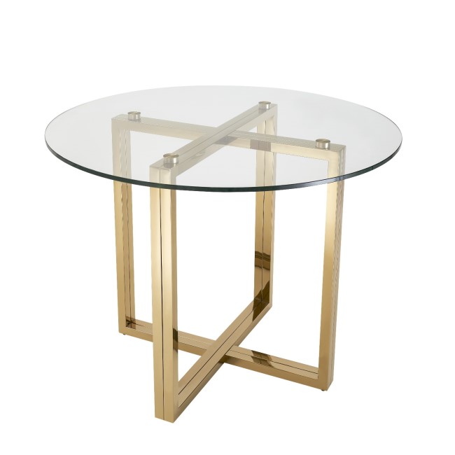 Round Glass Dining Table with Gold Legs - Seats 4 - Alana Boutique