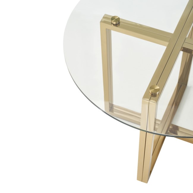 Round Glass Dining Table with Gold Legs - Seats 4 - Alana Boutique