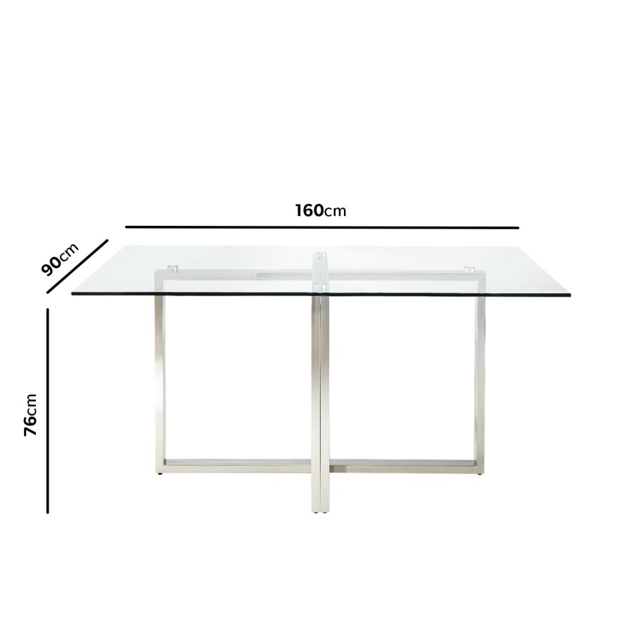 GRADE A2 - Rectangle Glass Top Dining Table - Seats 6 - Alana Boutique