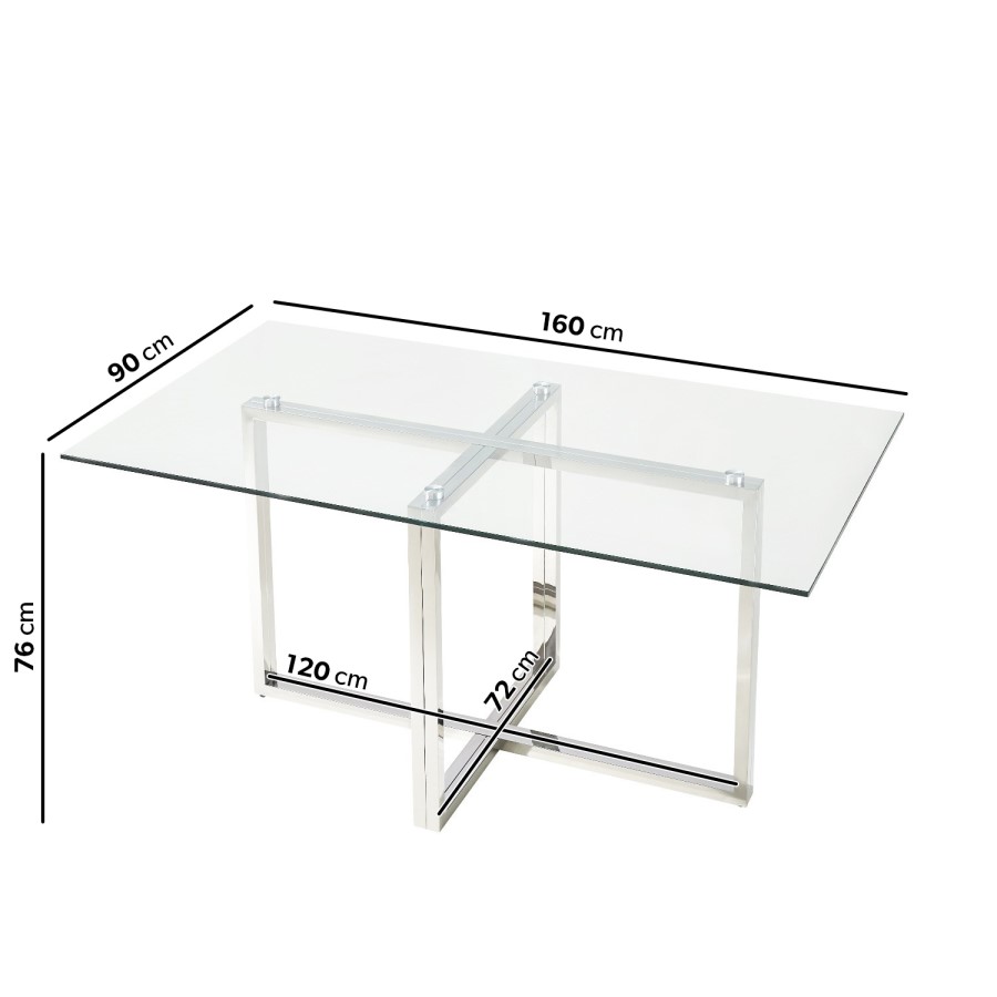 Rectangle Glass Top Dining Table - Seats 6 - Alana Boutique