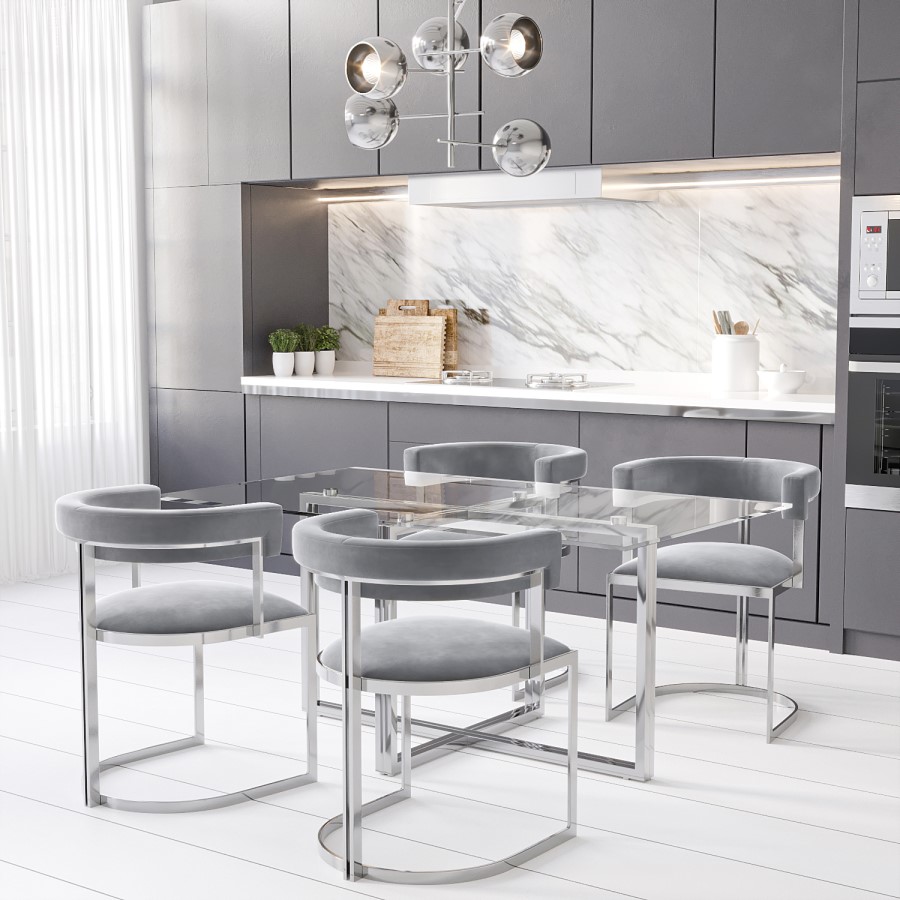GRADE A2 - Rectangle Glass Top Dining Table - Seats 6 - Alana Boutique