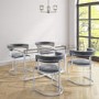 GRADE A1 - Alana Boutique 6 Seats Rectangle Glass Top Dining Table with Scarsdale Crystal Pear Drop Pendant Light in Chrome