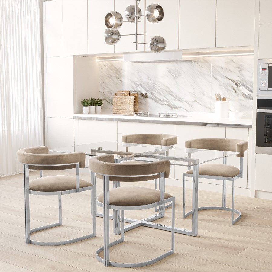 GRADE A2 - Rectangle Glass Top Dining Table - Seats 6 - Alana Boutique