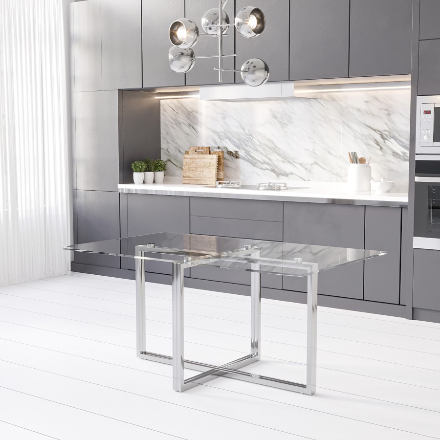 GRADE A2 - Rectangle Glass Top Dining Table - Seats 6 - Alana Boutique