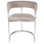 GRADE A2 - Beige Velvet Cantilever Dining Chair - Alana Boutique