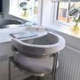 GRADE A2 - Beige Velvet Cantilever Dining Chair - Alana Boutique