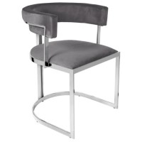 GRADE A2 - Grey Velvet Cantilever Dining Armchair - Alana Boutique