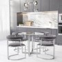 GRADE A2 - Grey Velvet Cantilever Dining Armchair - Alana Boutique