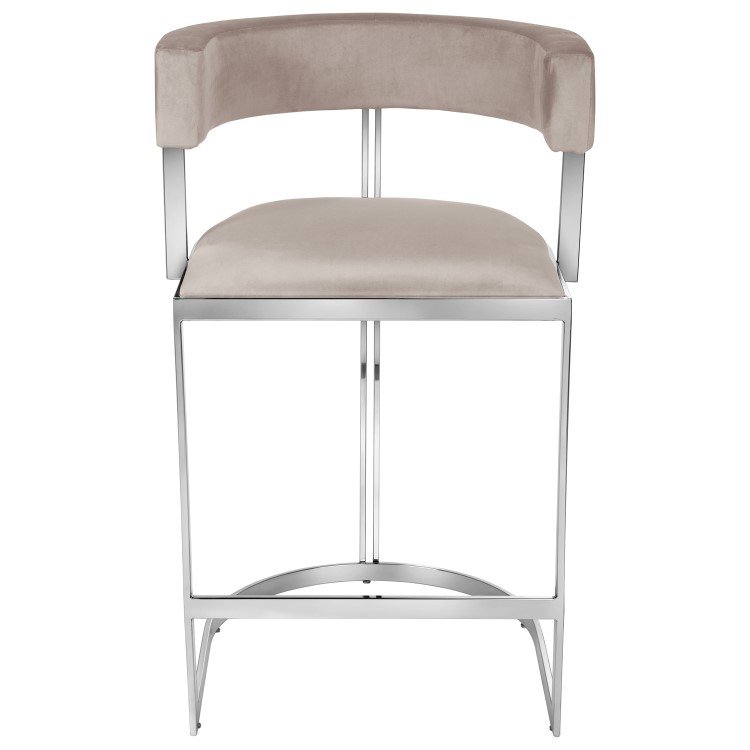 ONLY OPENED - Mink Velvet Cantilever Kitchen Stool with Back - 66cm - Alana Boutique