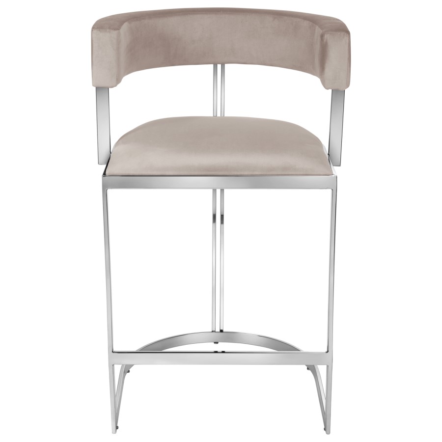 Mink Velvet Cantilever Kitchen Stool with Back - 66cm - Alana Boutique