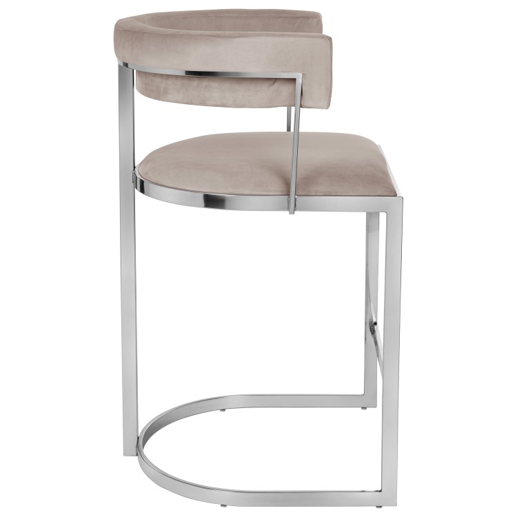 ONLY OPENED - Mink Velvet Cantilever Kitchen Stool with Back - 66cm - Alana Boutique