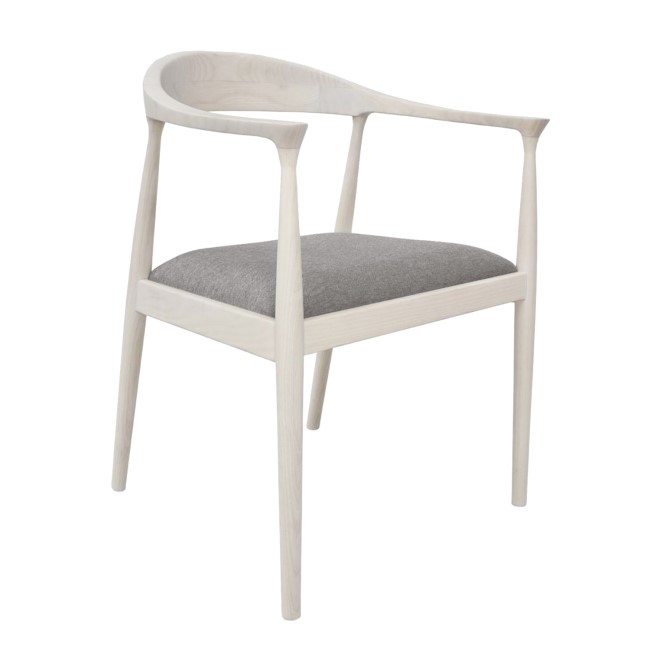 Solid Oak Carver Dining Chair in White - Anders