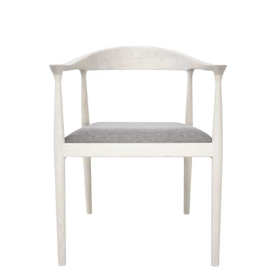 Solid Oak Carver Dining Chair in White - Anders