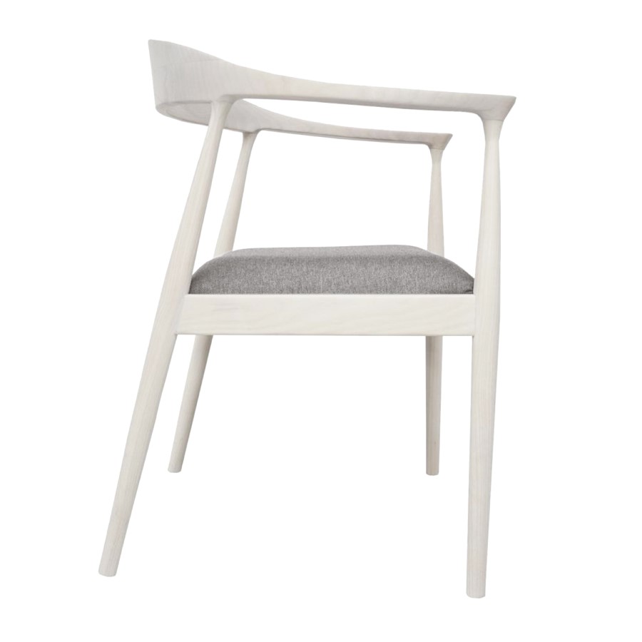 Solid Oak Carver Dining Chair in White - Anders