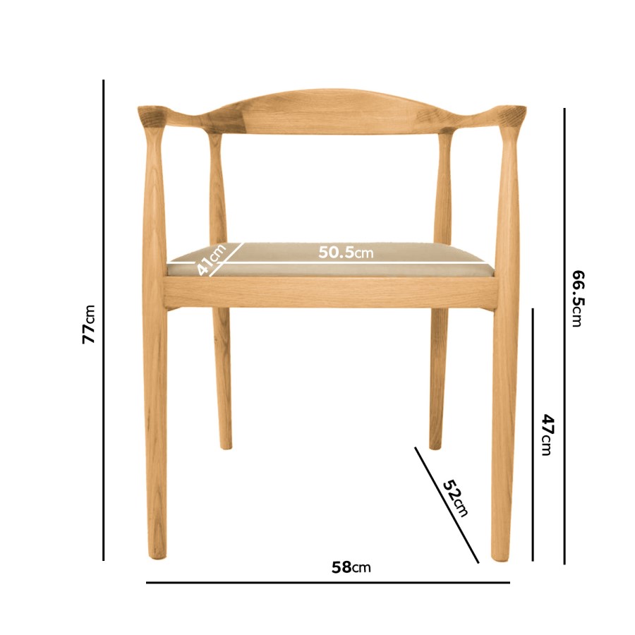 Solid Oak Carver Dining Chair - Anders