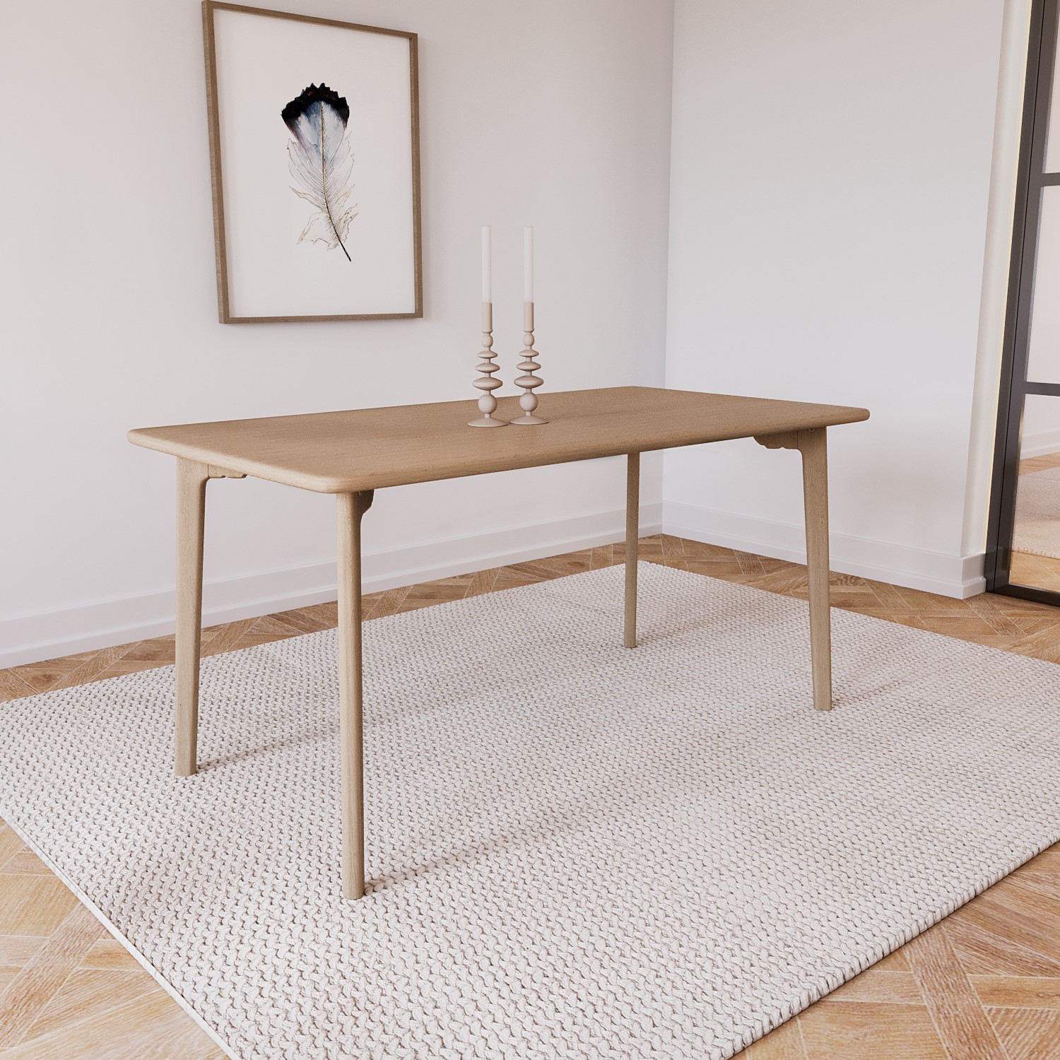 Photo of Large oak modern dining table - seats 4 - anders