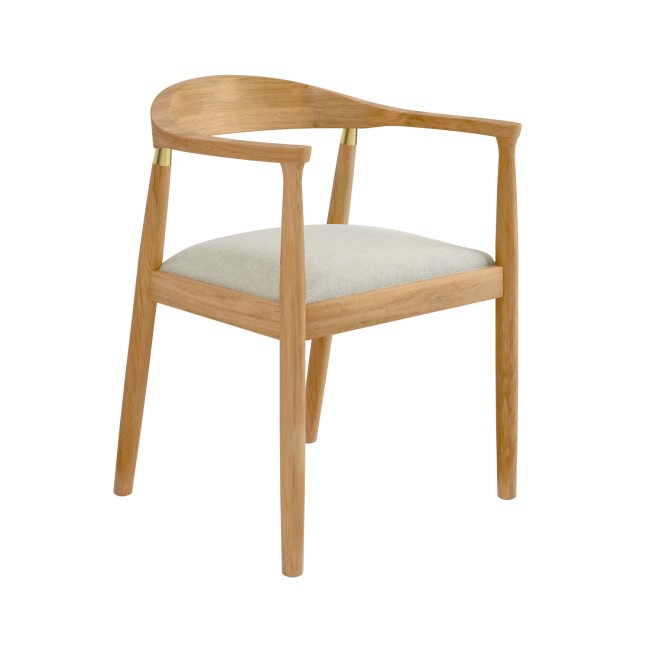 Brass Detail Oak Carver Dining Chair - Anders