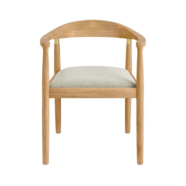 Brass Detail Oak Carver Dining Chair - Anders