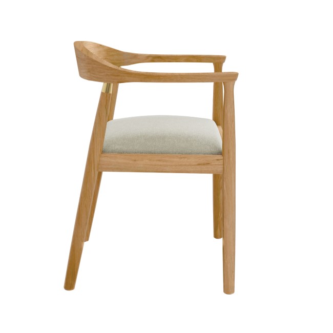 Brass Detail Oak Carver Dining Chair - Anders