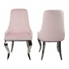 Set of 2 Baby Pink Velvet Dining Chairs with Chrome Legs - Angelica