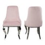 Set of 2 Baby Pink Velvet Dining Chairs with Chrome Legs - Angelica