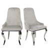 GRADE A1 - Set of 2 Grey Velvet Dining Chairs with Silver Legs - Angelica