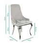 Set of 2 Grey Velvet Dining Chairs with Silver Legs - Angelica