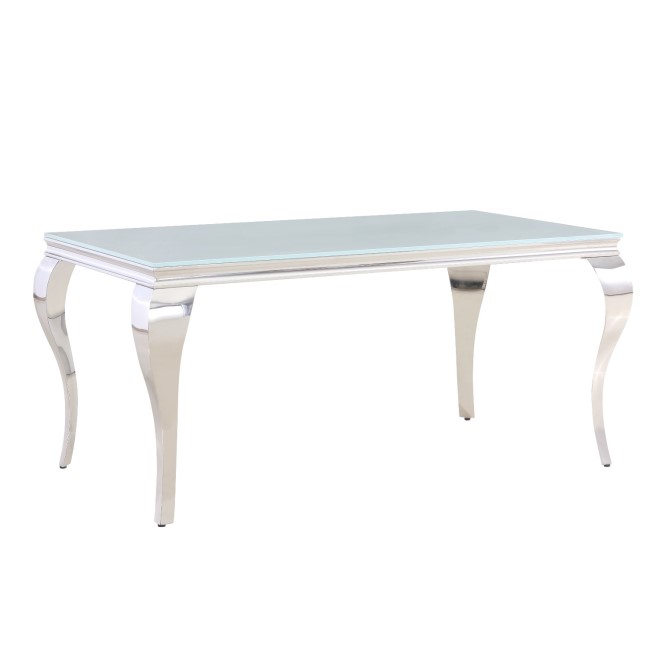 Jade Boutique Mirrored Dining Table with White Glass - Seats 6 - 160cm