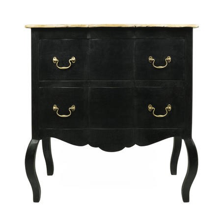 Angelique Black French Style 2 Drawer Sideboard with a Solid Mango Wood ...