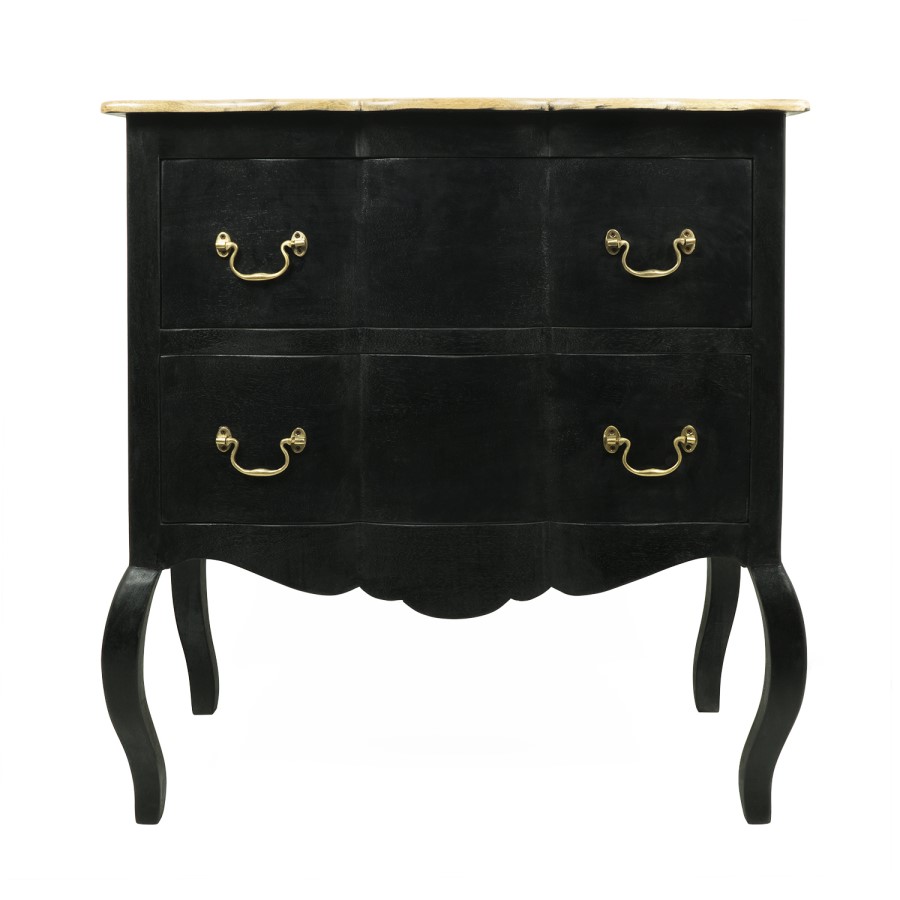 GRADE A1 - Angelique Matt Black French Style Chest of Drawers