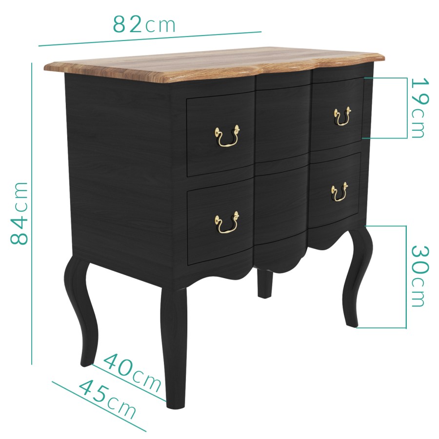 GRADE A1 - Angelique Matt Black French Style Chest of Drawers
