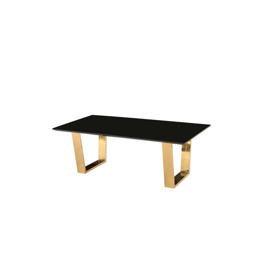 LPD Antibes Black High Gloss Coffee Table with Polished Gold Legs