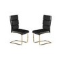LPD Antibes Pair of Dining Chairs with Black Faux Leather with Polished Gold Legs