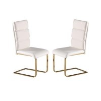 GRADE A1 - LPD Anitbes Pair of White and Gold Dining Chairs 