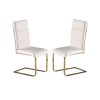 LPD Anitbes Pair of Dining Chairs in White Faux Leather with Polished Gold Legs