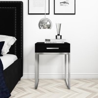 Black Solid Wood Bedside Table with Storage Drawer - Anaya Black Solid Wood Bedside Table with Storage Drawer - Anaya