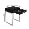 Black Solid Wood Bedside Table with Storage Drawer - Anaya